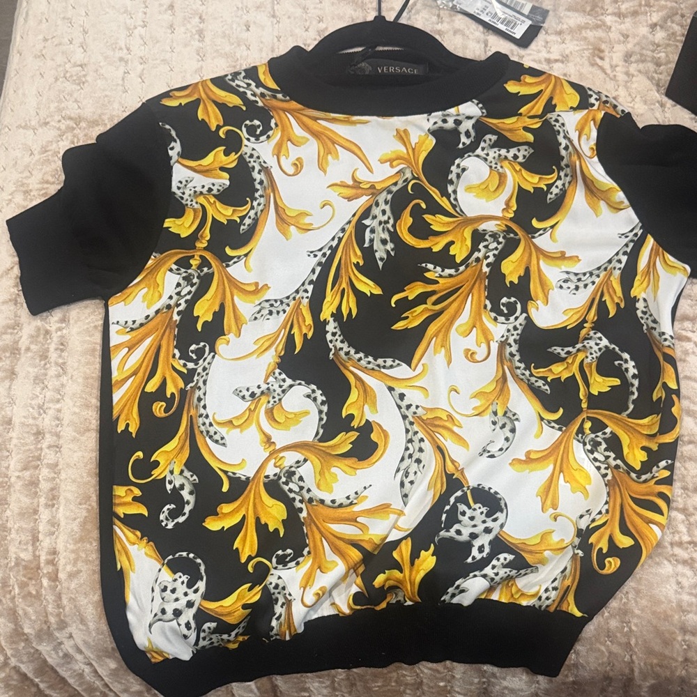 Versace Black and Gold Baroque Pattern Shirt
